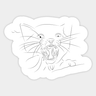 Angry cat line art Sticker